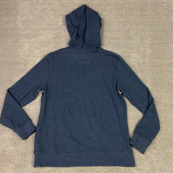 Faherty Legend Sweater Hoodie Men's Medium Blue Surf Stripe Hooded Sweatshirt - Picture 4 of 10